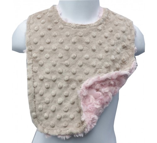 Mocha Minky Dot/Baby Pink Swirl Bib